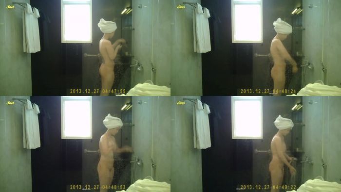 酒店浴室双面镜偷拍少妇洗澡